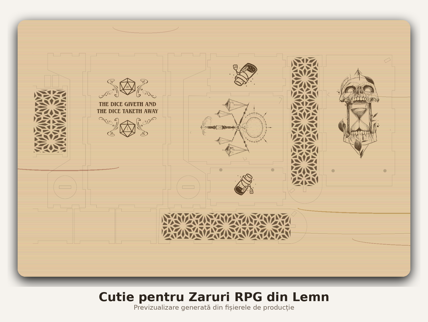 Cutie pentru Zaruri RPG din Lemn